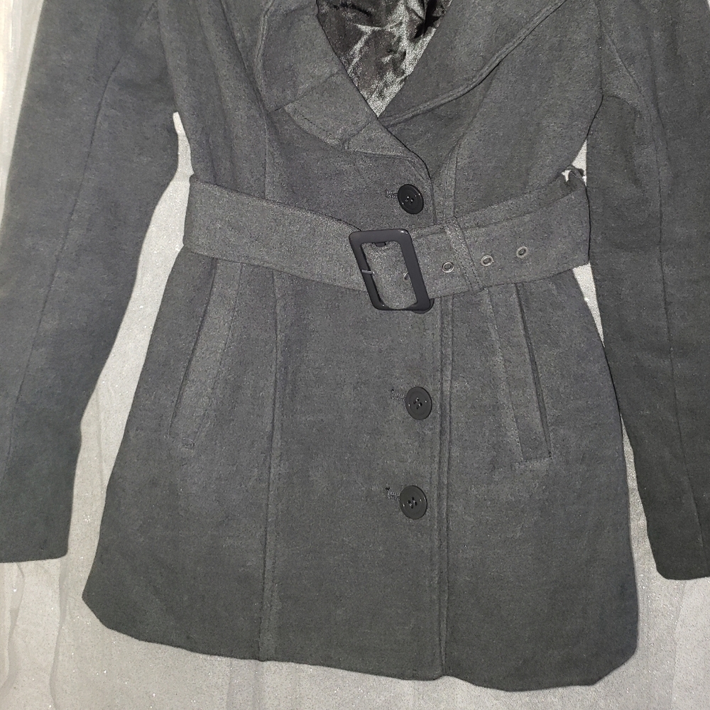 Gray Button Down Jacket Small Euc - image 3